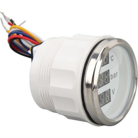 Jauge de température d'eau, manomètre d'huile et voltmètre 52mm 3-en-1, écran numérique pour bateau, yacht, camping-car, navire, DC 9-32V. (1/5)