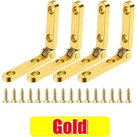 (Or - Lot de 12 - (Avec vis)) Charnière en alliage de zinc pour boîtier en bois avec vis, charnière pliante pour boîte à bijoux, charnière pour tiroir de meuble, quincaillerie et outils avec vis (1/5)