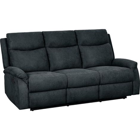 Canapé relax manuel 3 places tissu polyester microfibre gris foncé - ESKIL
