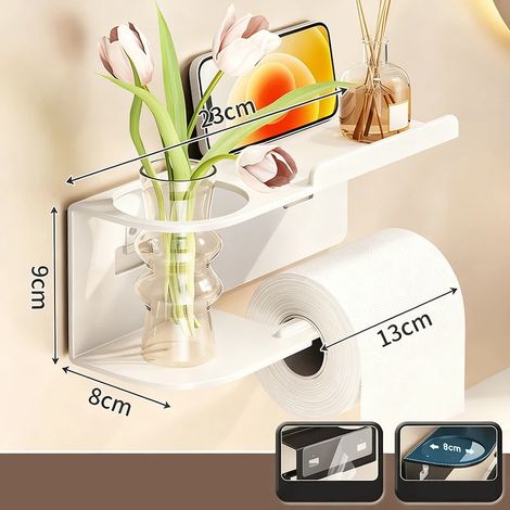 (A2)1 porte-papier toilette, étagère de rangement en plastique, porte-essuie-tout, flacon d'assaisonnement, rouleau de papier toilette mural pour salle de bain【AliS8】 (1/5)