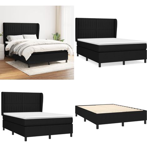 Boxspringbett mit Matratze Schwarz 140x200 cm Stoff - Boxspringbett - Doppelbett - Schlafraum - Bettenrahmen - Lattenrost - Home & Living (1/5)