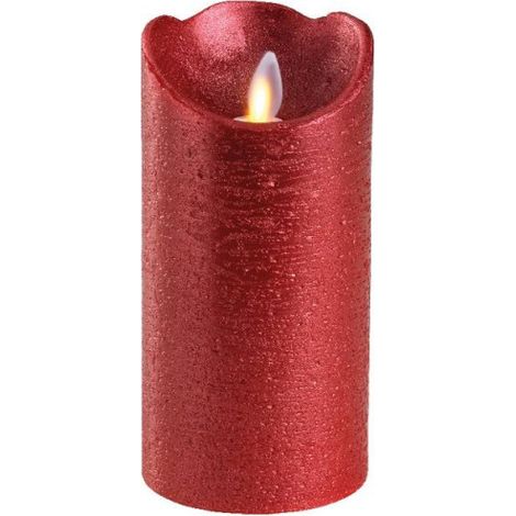 Vela de cera led color rojo con acabado metálico ø7,5 x 15 cm (1/4)