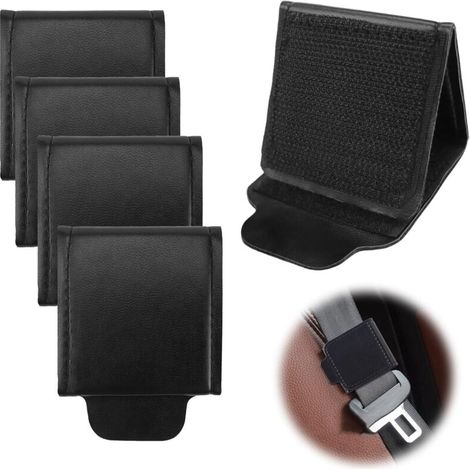 Set di 4 clip universali per cinture di sicurezza auto - Per alleviare la tensione a spalle e collo - Adatte a tutti i tipi di veicoli - Nere (1/4)