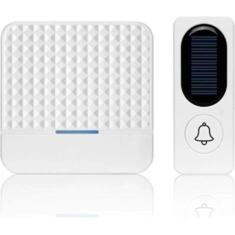 Wireless Doorbell Kit, Solar Charging with Light Doorbell Waterproof Home Security Doorbell Chimes, Outdoor Doorbell + Indoor Chime, White (1/5)