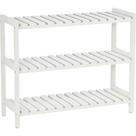 Étagère à chaussures en bois à 3 niveaux, rangement pour 9 paires de chaussures dans l'entrée, 70 x 26 x 57,5 cm, blanc