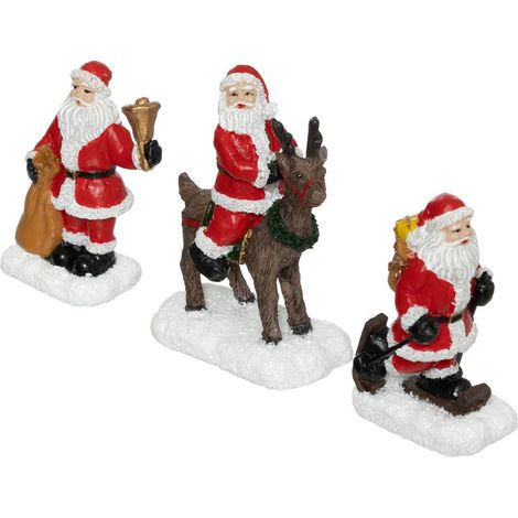lot de 3 santons pour village Père Noël H.21cm assorti - Feeric lights & christmas