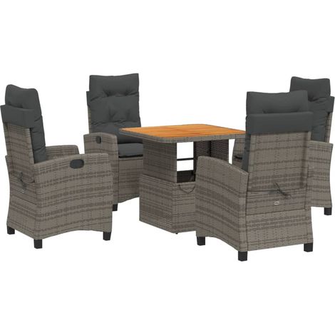 Maison Exclusive - 5-tlg. Garten-Essgruppe mit Kissen Grau Poly R