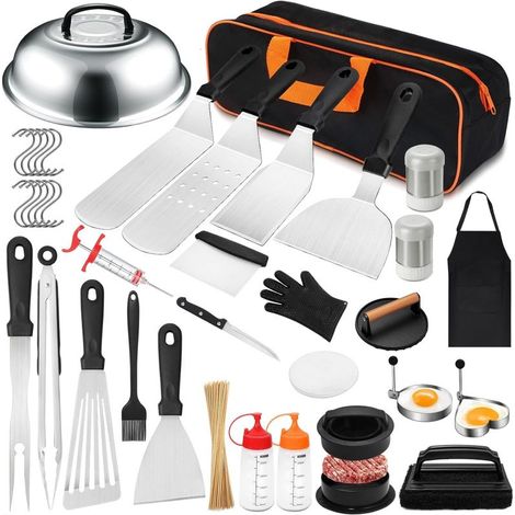 Kit Plancha 235 Pièces – Compatible Blackstone/Camp Chef – Spatules/Presse/Grattoir – Sac Transport – BBQ (1/5)