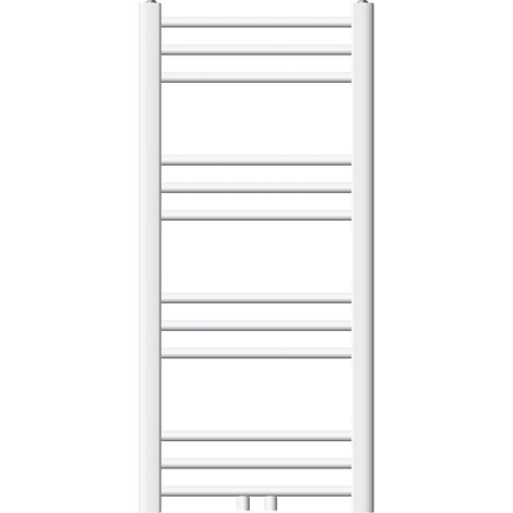 Ecd Germany – Sèche-serviette non électrique 400 x 800 mm blanc – Connexion centrale – Forme droite – Kit de montage mural inclus – Puissance 317W (1/5)