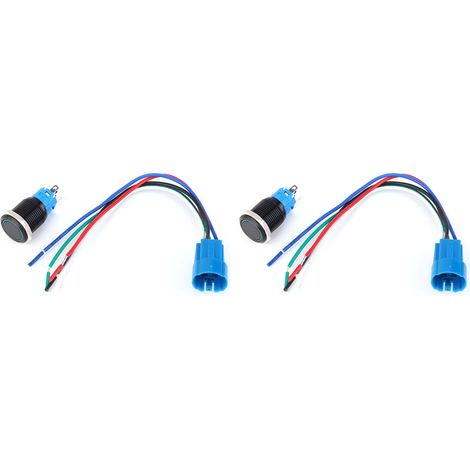 Bouton Poussoir Métallique 5 Broches - Commutateur Auto-Réarmable 16mm - Étanche IP65 Avec Lumière Verte - 1NO1NC (1/5)