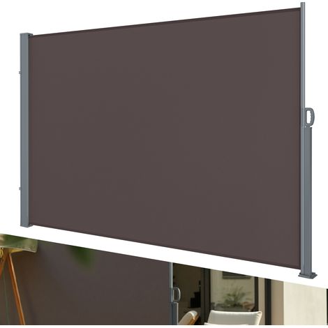 Jiubiaz Auvent Latéral Rétractable, Paravent extérieur 180x300cm Brise-vue de Jardin, Écran de Protection, Écran de Balcon Terrasse Marron