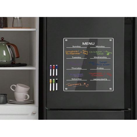 Tableau Magnétique Pour Menu Réfrigérateur - PMMA Transparent - Planification Repas Cuisine Maison - 1 Pièce