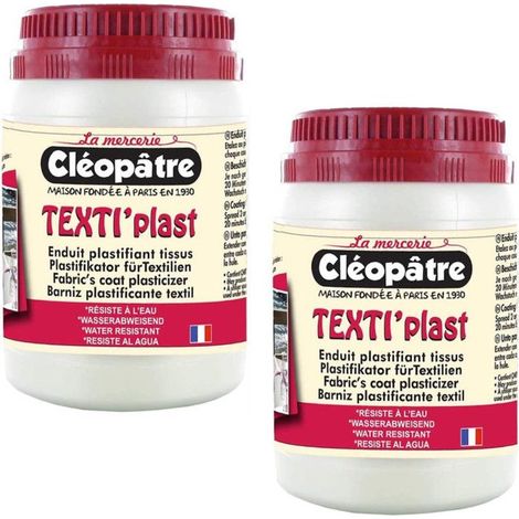 Enduit pour plastifier le tissu - Texti'Plast - Cléopâtre - Déperlant - 2 x 250 g - Transforme en toile cirée