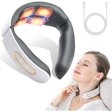 Zervikalmassagegerät, 6 Modi, 9 Stufen, intelligentes elektrisches Nackenmassagegerät, 4 Köpfe, Pulsmassage und Konstanttemperatur-Heizfunktion für präzise Massage im Büro und zu Hause