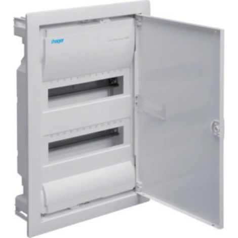 Hager – Armoire de distribution encastré 24 modules – 2 rangées – Fixation QuickConnect – IP30 – Conforme normes DIN VDE 0603-1