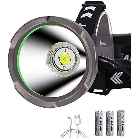 Potente lampada frontale a LED ricaricabile da 15000 lumen, WESLITE Long Range XHP90 Spotlight Ultra Powerful LED Headlight 4 Modes con riflettore in alluminio (Grande) (1/4)