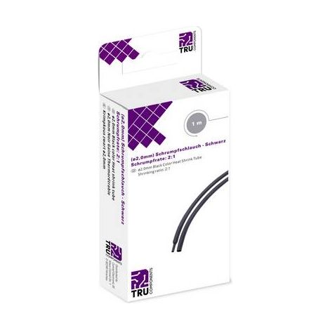 GAINE THERMORÉTRACTABLE SANS COLLE TRU COMPONENTS T1904CA027 8435120 NOIR 2 MM TAUX DE RETREINT:2:1 1 M (1/2)