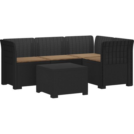 Canapé de Jardin Modulable 4 Places avec Table et Coussins Aspect Rotin PP Anthracite - PANGIVO (1/5)