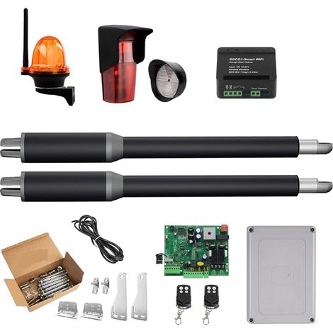Kit d'ouvre-portes automatiques Ouvre-porte actionneur linéaire engrenage à vis sans fin DC ouvre-porte pivotant automatique Tube électrique, lumière, bouton, opérateur GSM pour accessoires de portail (1/5)