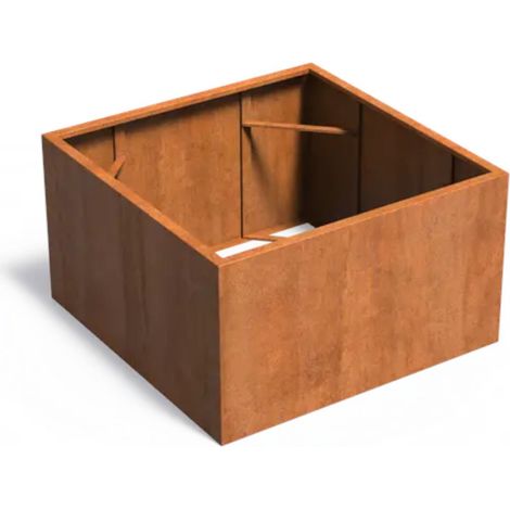 Adezz Pflanzgefäß Carrez ohne Boden aus Corten-Stahl Pflanzkübel Größe 140x140x80 cm (1/2)