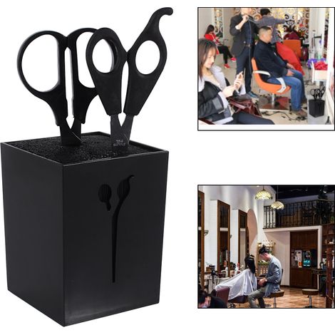 Support mural professionnel pour outils de coiffeur : ciseaux, peignes et pinces (Noir) (1/2)