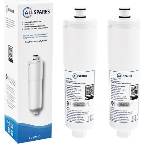 Filtro acqua AllSpares (2x) per frigorifero adatto a Bosch / Siemens / Neff CS-52 (1/4)