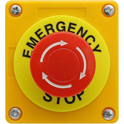 Station de bouton poussoir, 660V 10A 2 Position 1NO 1NC Arrêt d'urgence momentané Bouton-poussoir Commutateur 40mm Capuchon Champignon Rouge 1PCS (1/5)