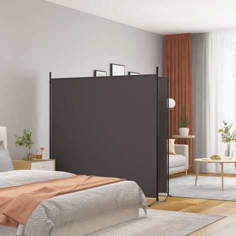 Paravent 2 panneaux marron en tissu polyester, cloison de séparation 348 x 180 cm - PANGIVO (1/5)