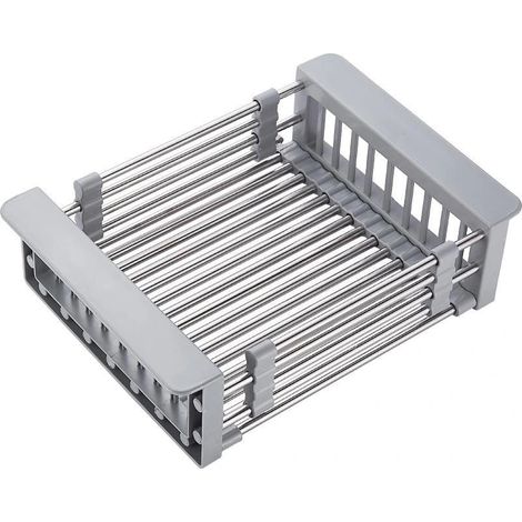 Évier de cuisine réglable en acier inoxydable, 26.5 x 16,8 cm, support d'évier T1, type télescopique C3, gris (1/5)