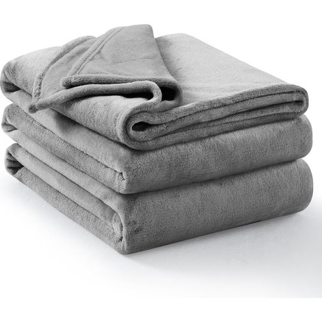 Manta polar de 200x230 cm, manta de sofá de franela suave y cálida para 2 personas, color gris. (1/5)