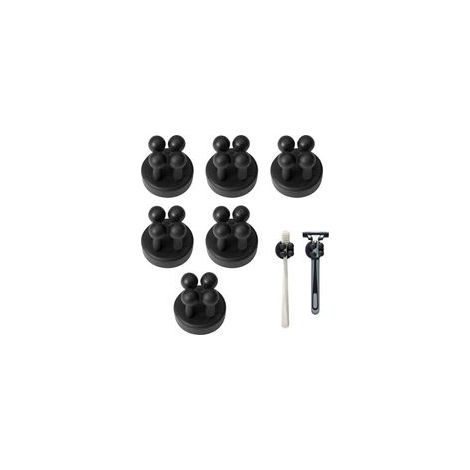 Lot de 6 Noir Porte Brosse à Dents Mural en Silicone,Support Brosse a Dent Auto-adhésif,Multifonction Accroche Brosse a Dent Murale pour Suspendre Salle de Bain, Cuisine, Salon, Bureau (1/5)