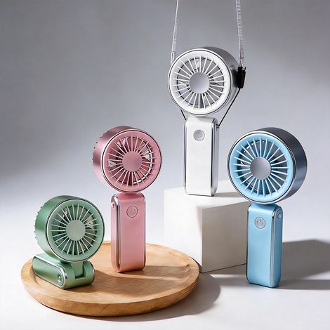 4-PACK Handheld Portable Fan with 3 Speeds, Mini USB Rechargeable Personal Cooling Fan with 500mAh Battery,Multicolor (1/5)