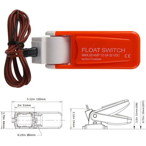 Interrupteur à flotteur marin, interrupteur de pompe de cale de yacht, interrupteur de niveau d'eau marin, pompe submersible, accessoires pour interrupteur de bouée marine (1/3)