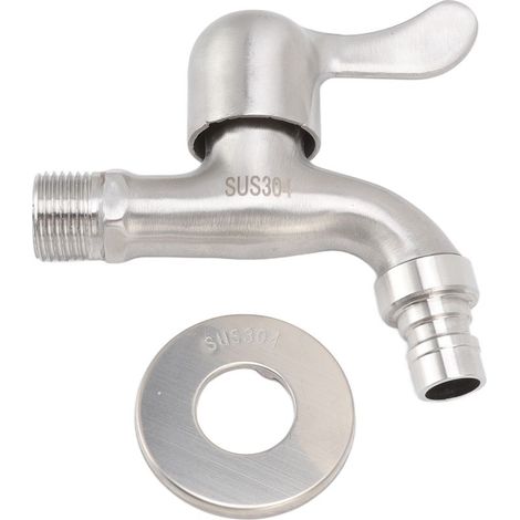 Robinet pour machine à laver G1/2, étanche, eau froide, acier inoxydable, montage mural, idéal pour le jardin et la cuisine. (1/5)