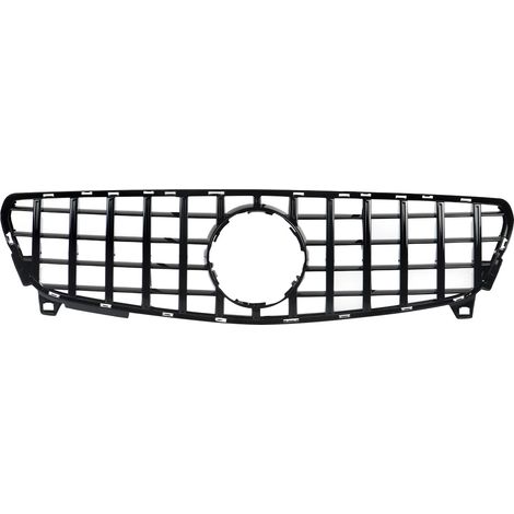 Parrilla delantera estilo GT R, compatible con Mercedes-Benz Clase A W176, color negro brillante. (1/2)