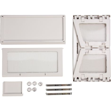 Égouttoir à vaisselle avec couvercle, grande capacité (48 x 28 x 33 cm), robuste et polyvalent, pour bols et assiettes de cuisine, blanc. (1/5)