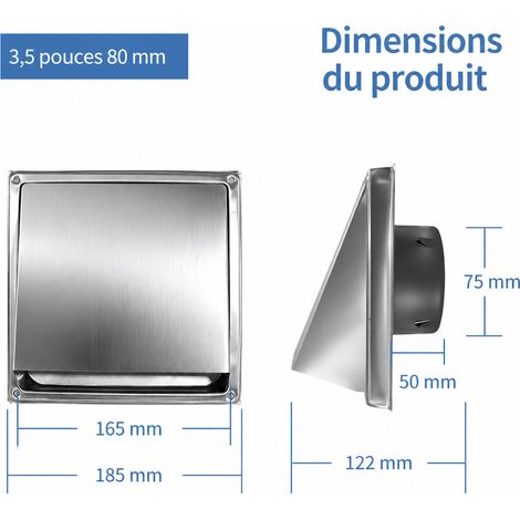 Grille d'aération murale ronde extérieure en acier inoxydable 80 mm 3,5 pouces avec persiennes et moustiquaire 3.5 80mm 1 19 × 19 × 12 cm 557 g – Livraison gratuite