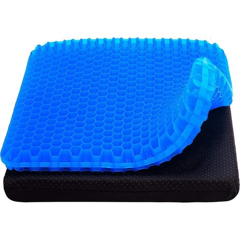 Grand Coussin de siège en Gel, Design en nid d’Abeille, Coussin en Gel Double épaisseur pour Un Meilleur Confort d’Assise, adapté pour Voiture, Bureau, Maison et Chaise (1/5)
