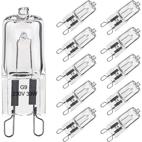 Lot de 10 ampoules G9 33 W blanc chaud, halogènes G9 pour four jusqu'à 300 °C, ampoules à filament G9 (1/5)