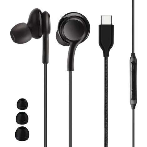 Ecouteur USB C, Ecouteurs Filaire avec Micro et Contrôle du Volume Intégrés, HiFi Stéréo USB Type C Intra Auriculaires pour S25/S24/S23/S22/S21/A53/A54