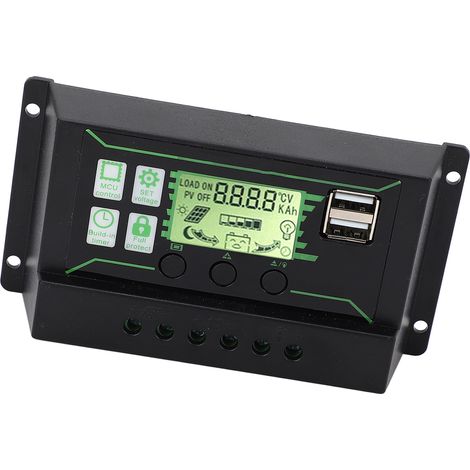 Contrôleur de charge solaire 20 A, 2 sorties USB, contrôle PWM, régulateur de charge en 3 étapes pour panneaux solaires 12 V/24 V (1/5)