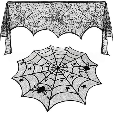 Nappe à motif fantôme - Chemin de table - Décorations d'Halloween pour bureau, cheminées, fêtes de fin d'année, linge de table d'Halloween (1/5)