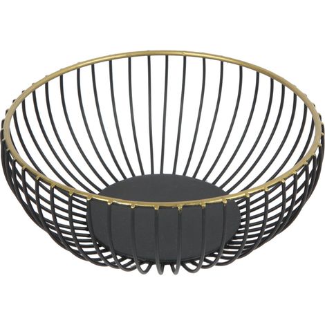 TrendLine Dekokorb Metall 18 x 6,5 cm schwarz-gold Dekorative Platte