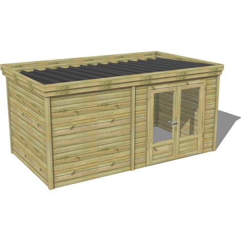 ABRI DE JARDIN bois traité 27mm, 4,7x2,6m, 12m2