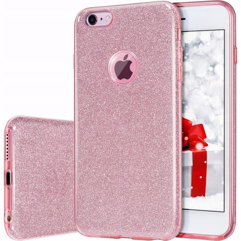 CUSTODIA ROSA GLITTERATA PER IPHONE 7, 8 E SE + VETRO (1/5)