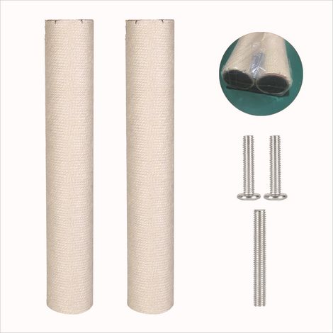 Zwei Ersatz-Katzenspielzeuge aus natürlichem Hanfseil - 7 cm Durchmesser - M8-Schrauben inklusive - Weiß (40 cm + 40 cm)