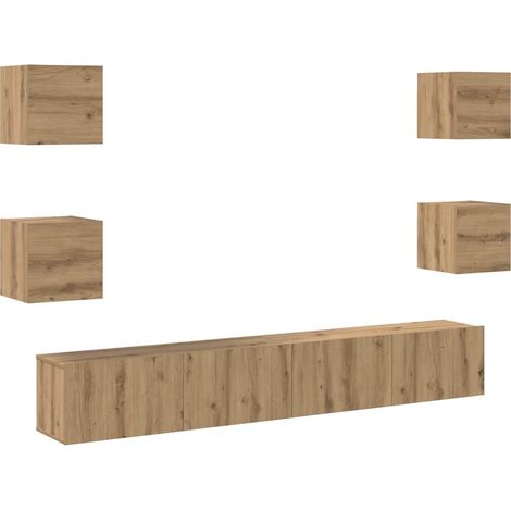 TV Cabinet with Storage with Door 6 pcs Brown 200 x 30 x 30 cm Chipboard vidaXL (1/5)