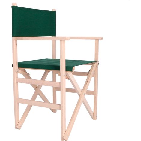 Chaise de Directeur Pliante en Bois de hêtre pour l'extérieur, pour Le Jardin/la terrasse Non Vernis avec Toile Vert foncé (1/5)