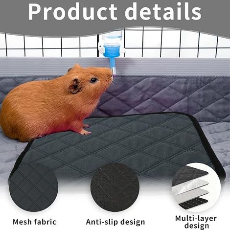 Tapis réutilisables pour Animaux de Compagnie - Tapis absorbants et antidérapants pour Hamsters, cochons d'Inde, Lapins et rongeurs, Base imperméable, Facile à Nettoyer, Couleur Grise et Rose, po (1/2)