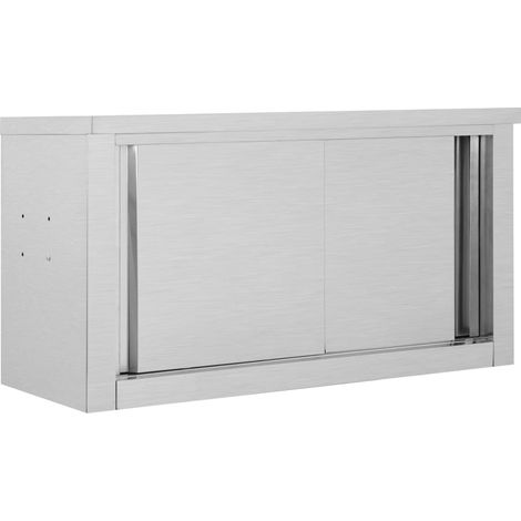 Wandhängeschrank mit Schiebetüren 90×40×50 cm Edelstahl